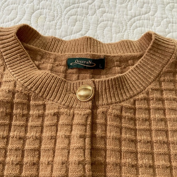 OfeefaN Amazon Waffle Knit Cardigan Old Money Minimalist Parisian Chic Size L - Picture 6 of 11